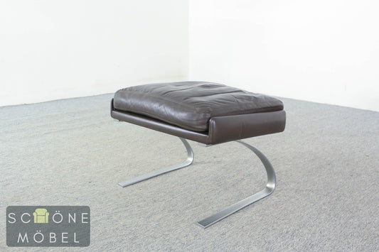 Leder Fußhocker dunkelbraun Mid-Century-inspiriert Hocker im Danish Design