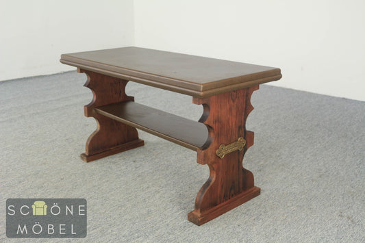 Vintage Couchtisch mit Lederplatte & Ablage Holz Beistelltisch English Design