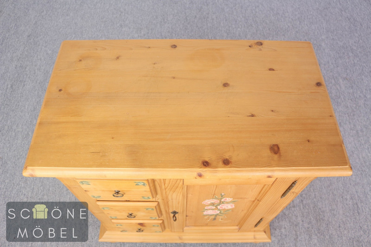 Massivholz Kommode Kiefer Bauernschrank Landhaus Nachtschrank Vintage