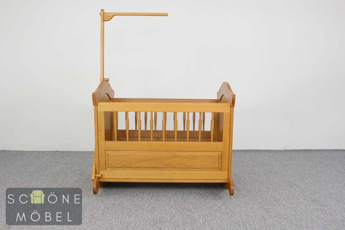 Schönes Babybett Babywiege Schaukelbett Eiche Bett Kinderbett Stange für Mobile