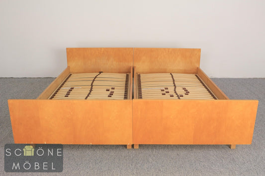 80er Jahre Vintage Bett von VEB Birken Gestell und Lattenrost der Firma Sirius