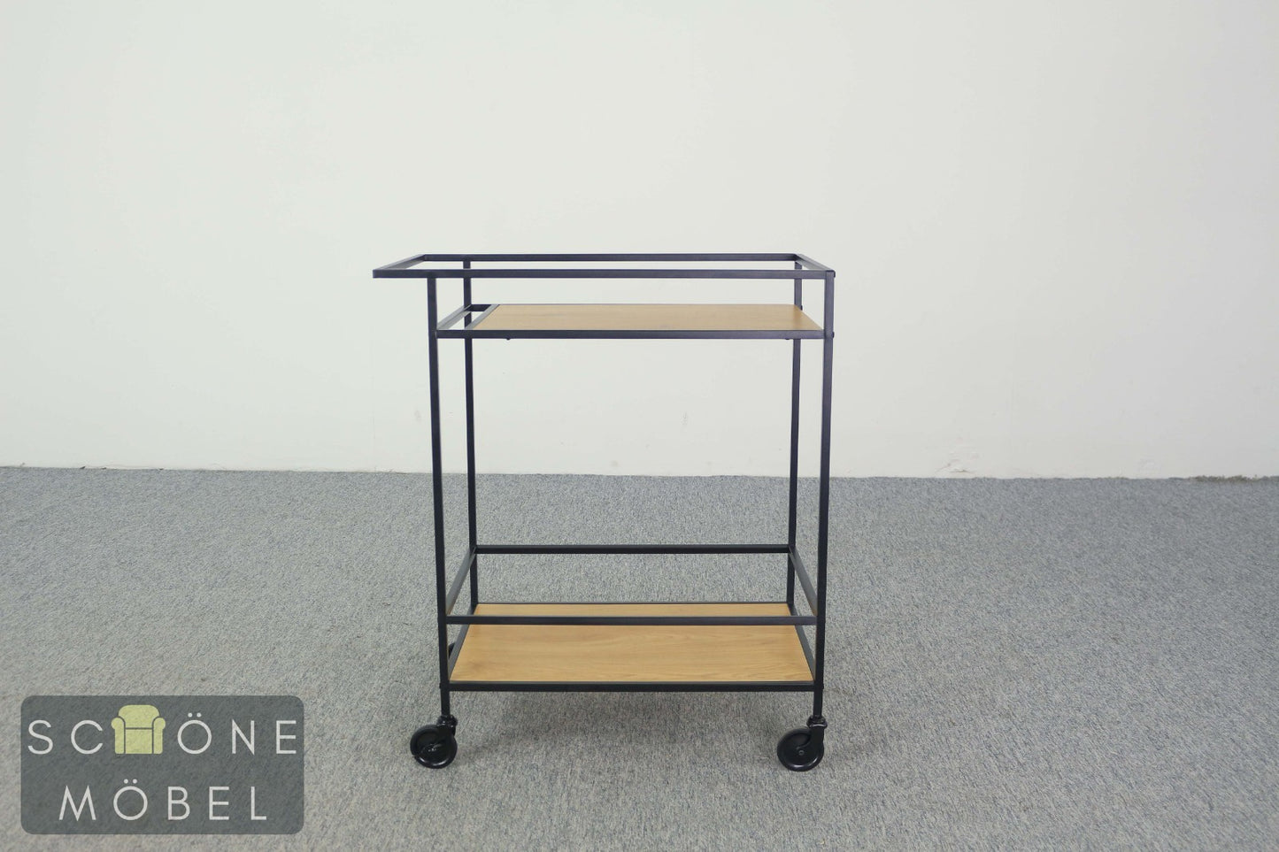 Moderner Servierwagen Metall & Holz – rollbar, Industrial Design, Beistellwagen