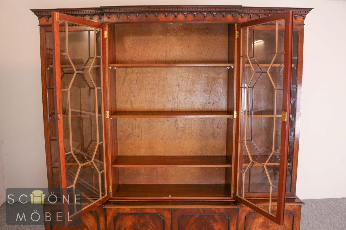 Antiker Mahagoni Bücherschrank Vitrine Bibliothek England Stil massiv Schrank