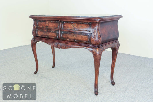 Antike Barock Rokoko Kommode Mahagoni Marmorplatte Louis XV Stil Sideboard