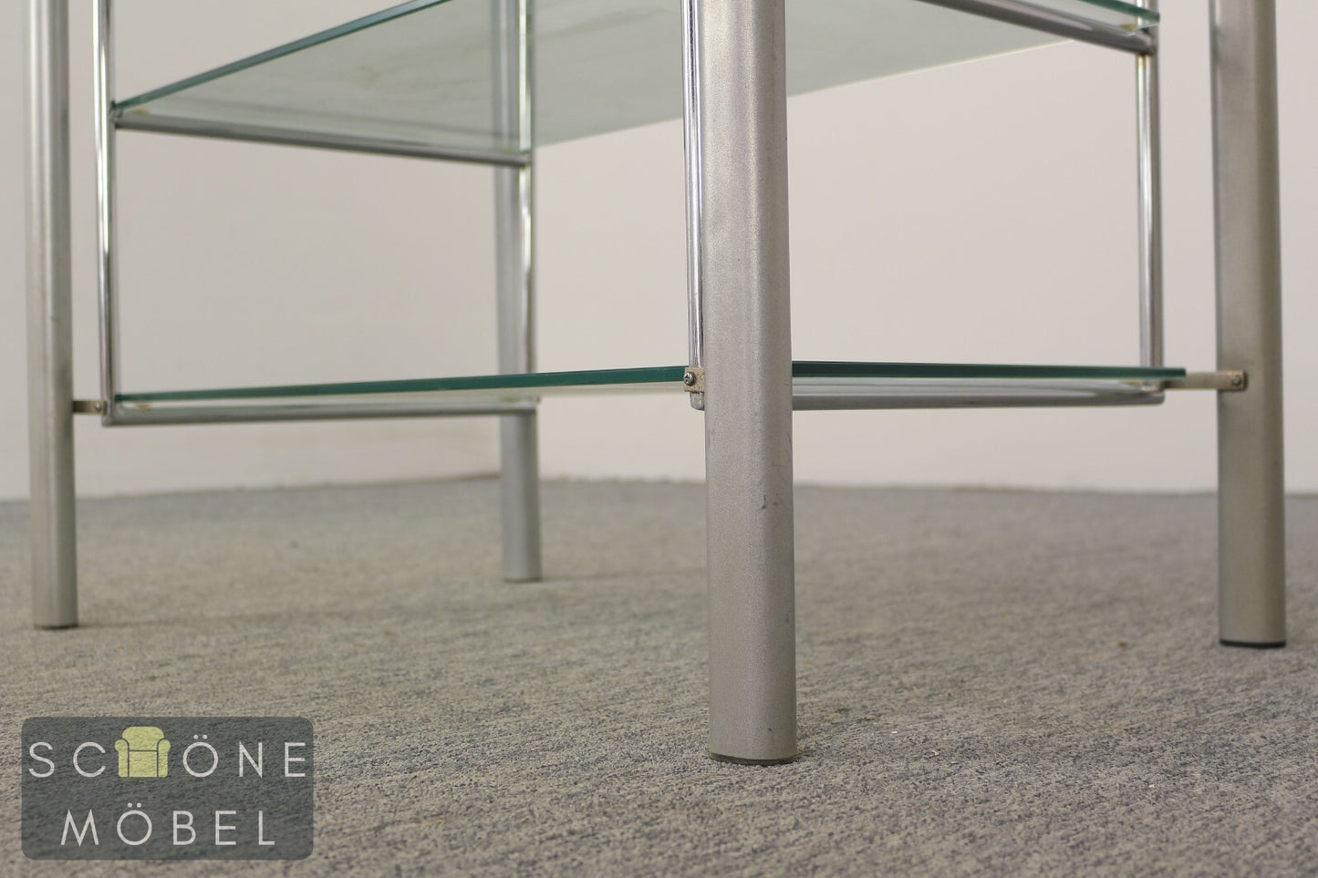 Industrial Style Beistelltisch Modern  Glas Tisch Hifi Table Chrom / Glas