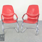 Original Designklassiker 2er Set KOINOR Design Freischwinger Stühle rot – Leder
