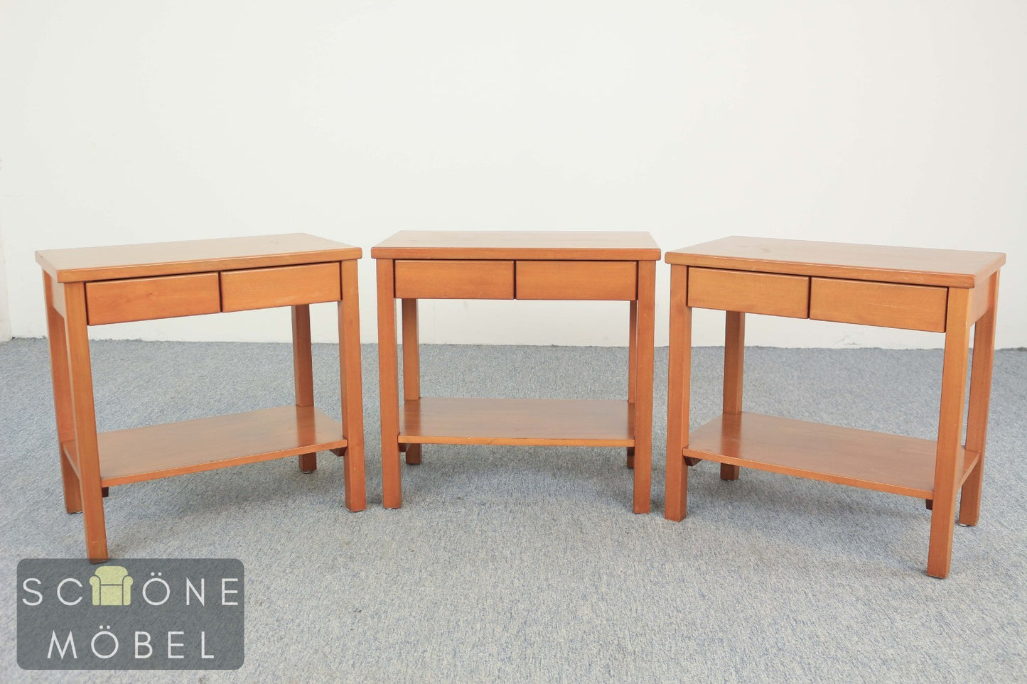 Massivholz Beistelltisch Nachttisch 2 Schubladen Ablage Vintage Konsolentisch