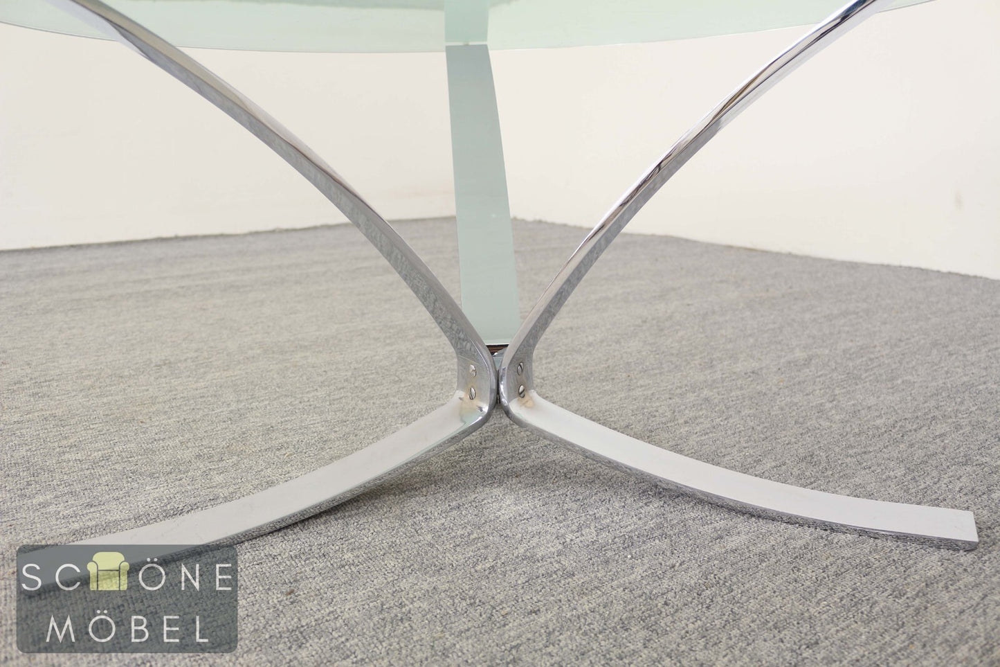 Runder Glascouchtisch mit Chrom im Roger Sprunger Stil Moderner Coffee Table