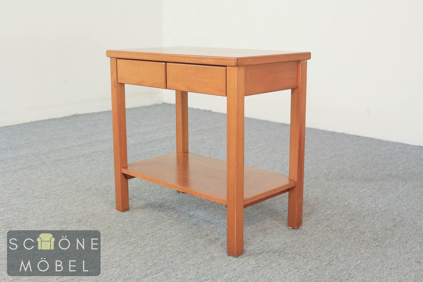 Massivholz Beistelltisch Nachttisch 2 Schubladen Ablage Vintage Konsolentisch