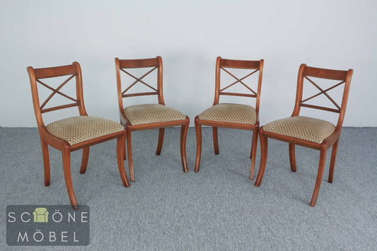 4x Englisches Design Esszimmerstühle Stühle Antik Stil Stuhl Essstuhl Chair