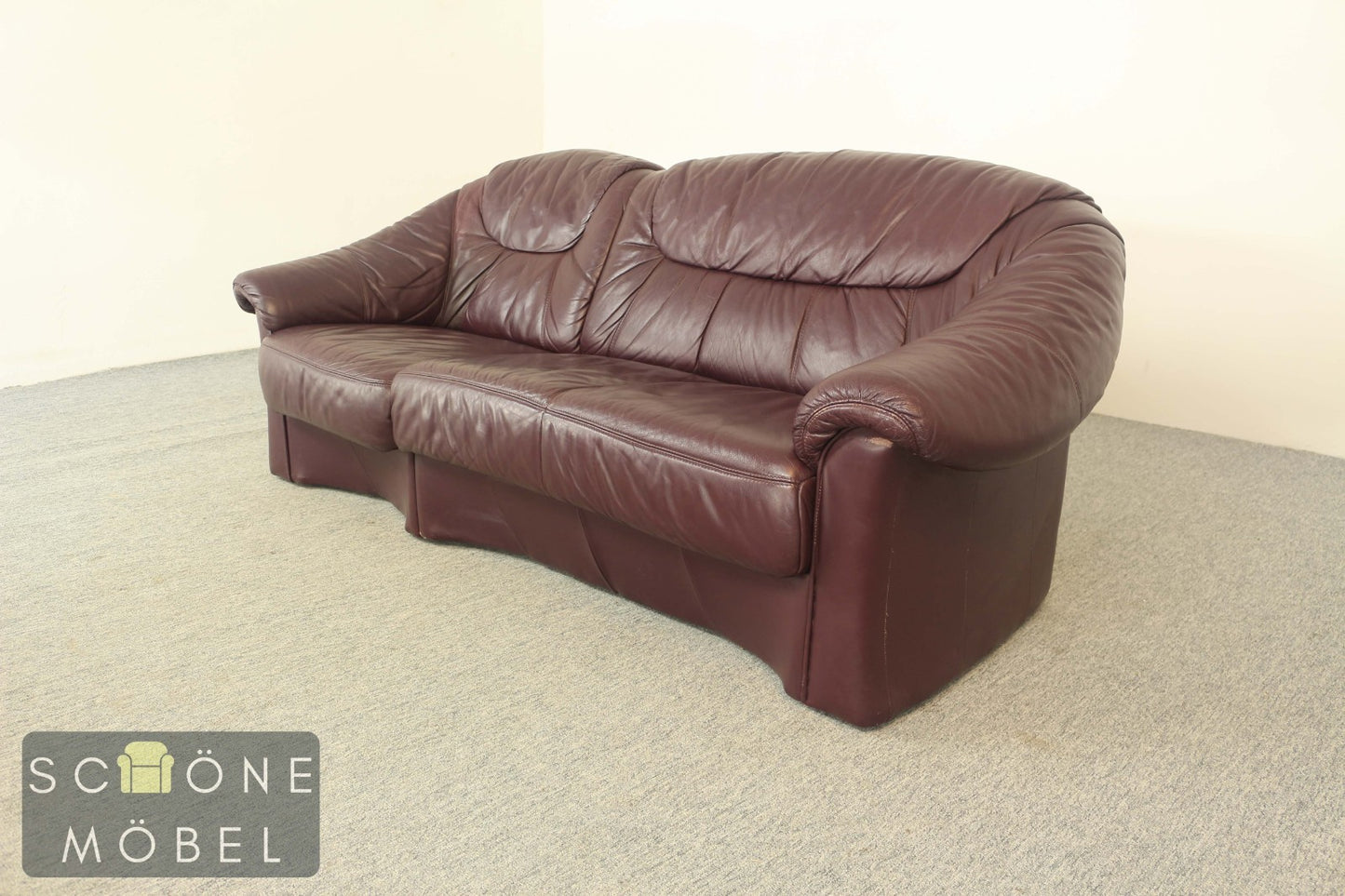 Klassisches Sofa 3 Sitzer 3er Büro Couch Leder Echtleder Braun