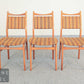 3x Vintage Stuhl Holz Polster Streifen Danish Design Mid Century Esszimmer Chair