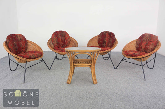 Mid Century Korbsessel Retro Original 50er Jahre DDR Sessel Vintage Stil