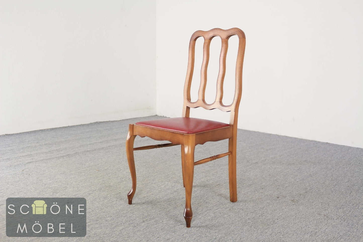 2er Set Vintage Holzstühle Set Vintage Esszimmerstühle mit rotem Leder Holz