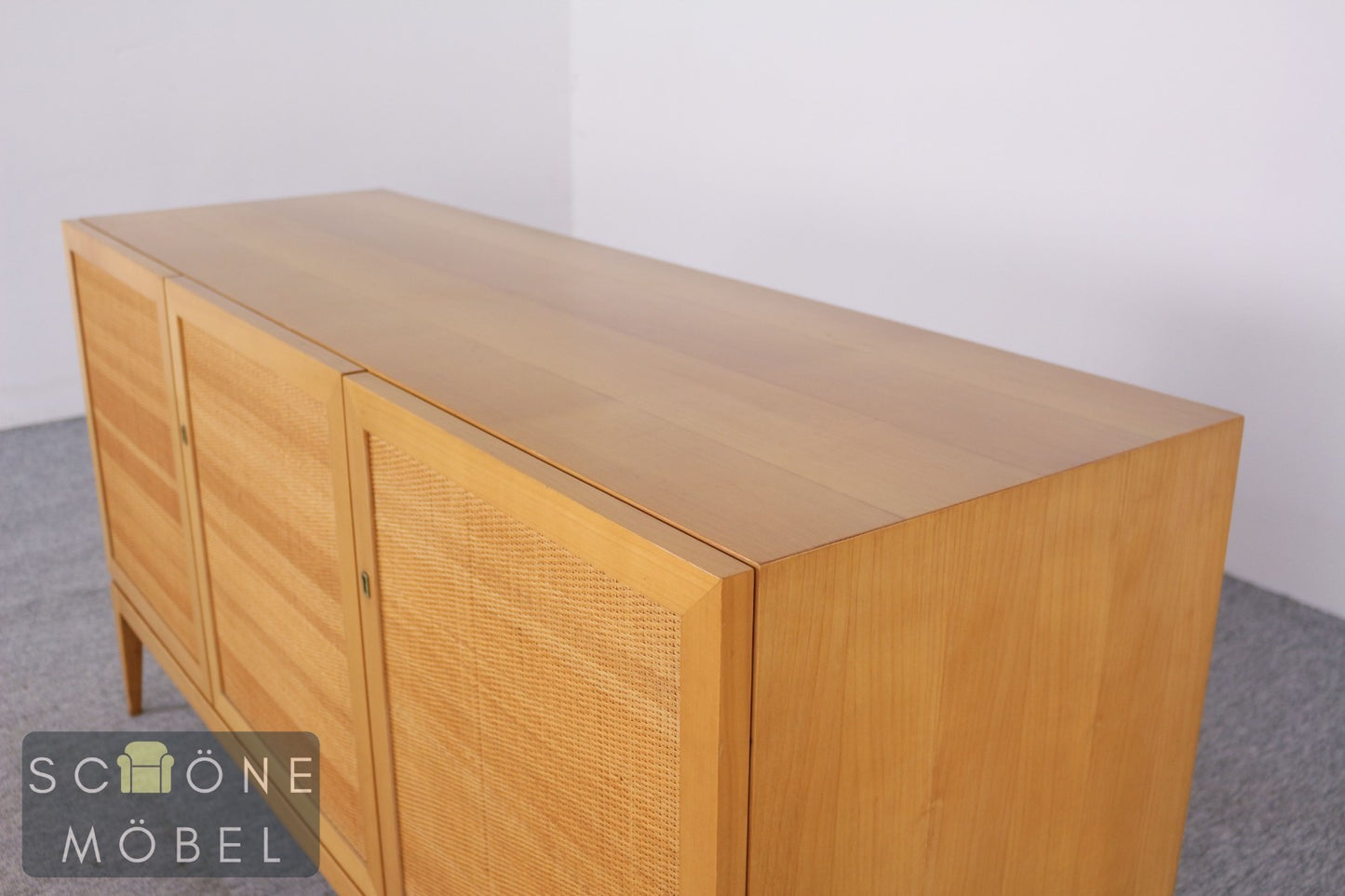 Vintage Sideboard mit Wiener Geflecht Rattan Kommode Danish Design Retro