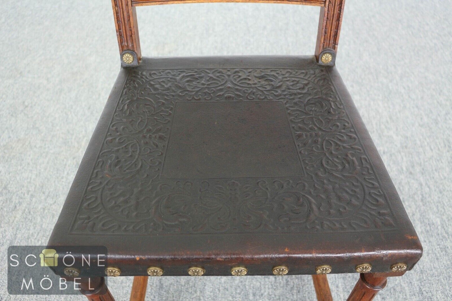 Gründerzeit Stühle Antik Stil Leder Stuhl Chair Essstuhl Vintage Esszimmerstuhl