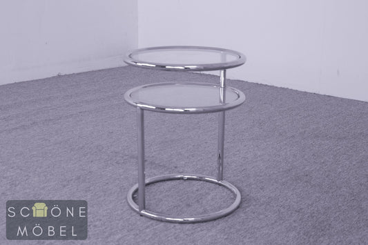 Design Beistelltisch Glas Metall Tisch modern minimalist Table Chrom  Bauhaus