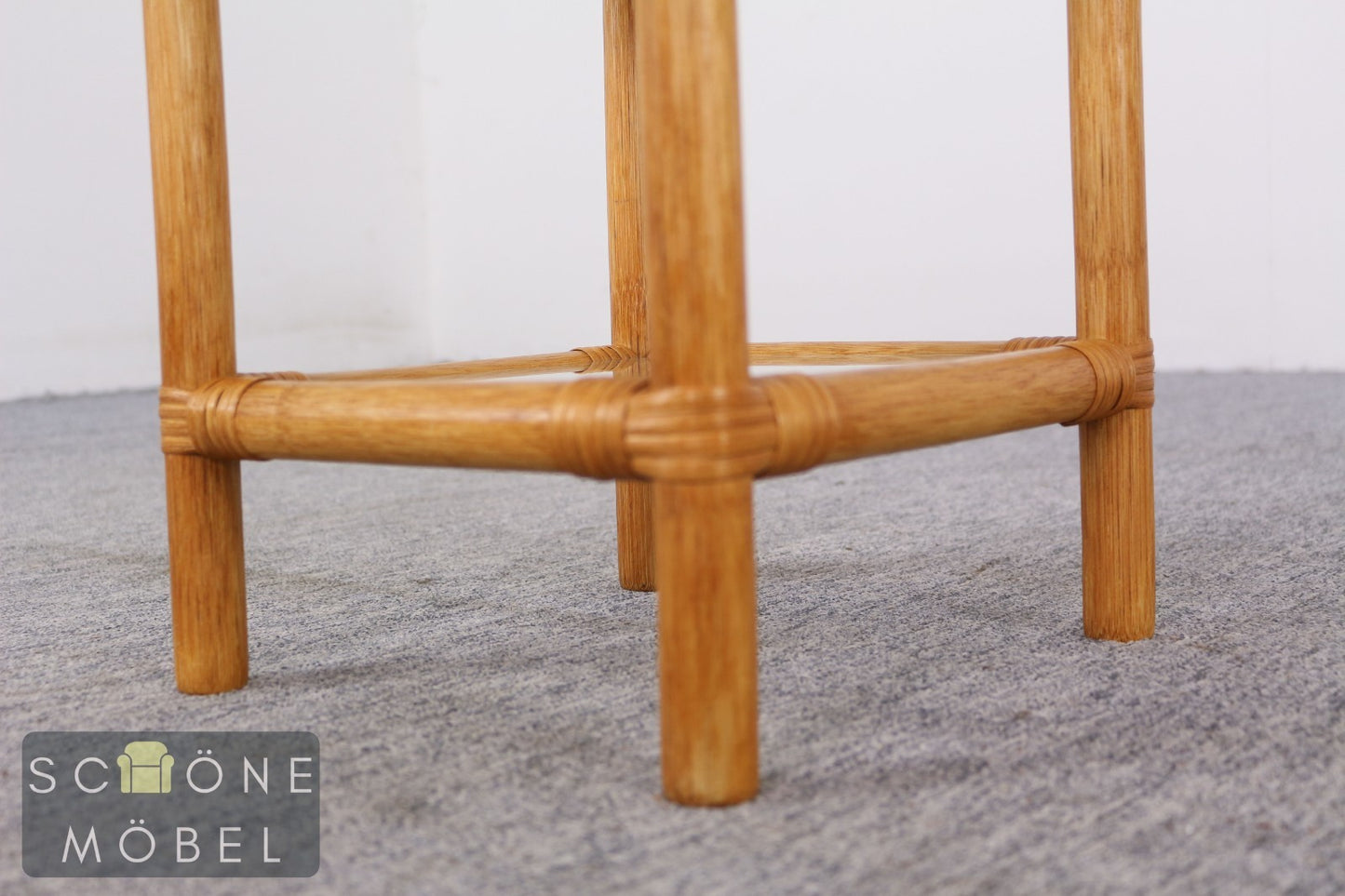 Rattan Beistelltisch Couchtisch Glas Vintage Bambus Boho Mid Century
