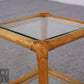 Rattan Beistelltisch Couchtisch Glas Vintage Bambus Boho Mid Century