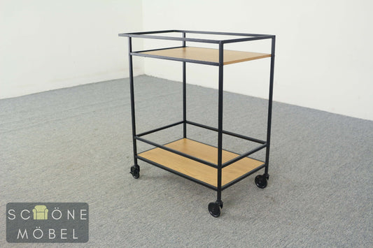 Moderner Servierwagen Metall & Holz – rollbar, Industrial Design, Beistellwagen
