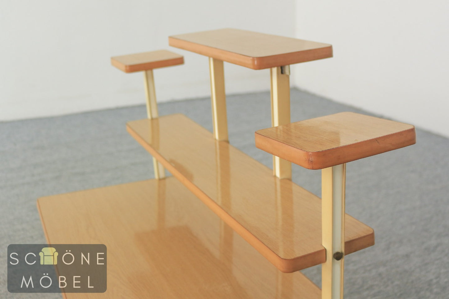 Vintage Pflanzenetagere Holz – 3 Ebenen Mid Century Blumenständer Beistelltisch