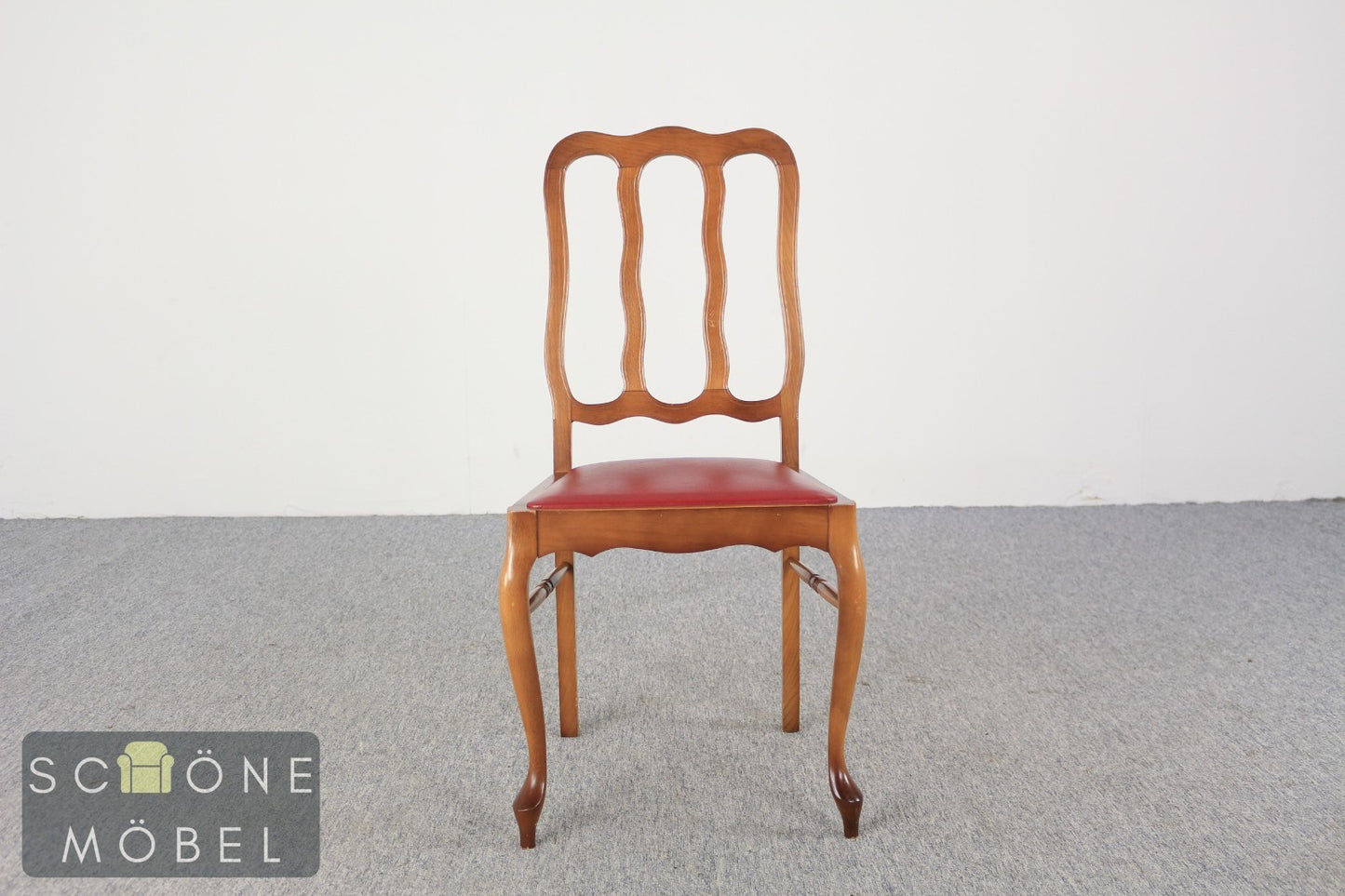 2er Set Vintage Holzstühle Set Vintage Esszimmerstühle mit rotem Leder Holz