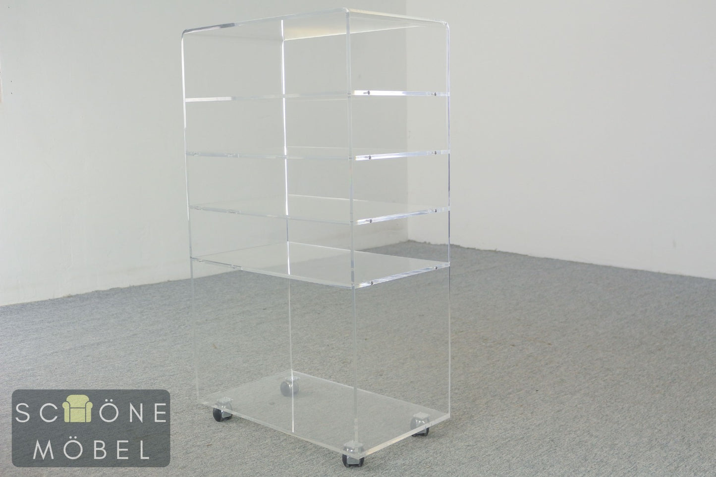 Desinger Space Age Regal aus Acrylglas auf Rollen – 1970er Designklassiker