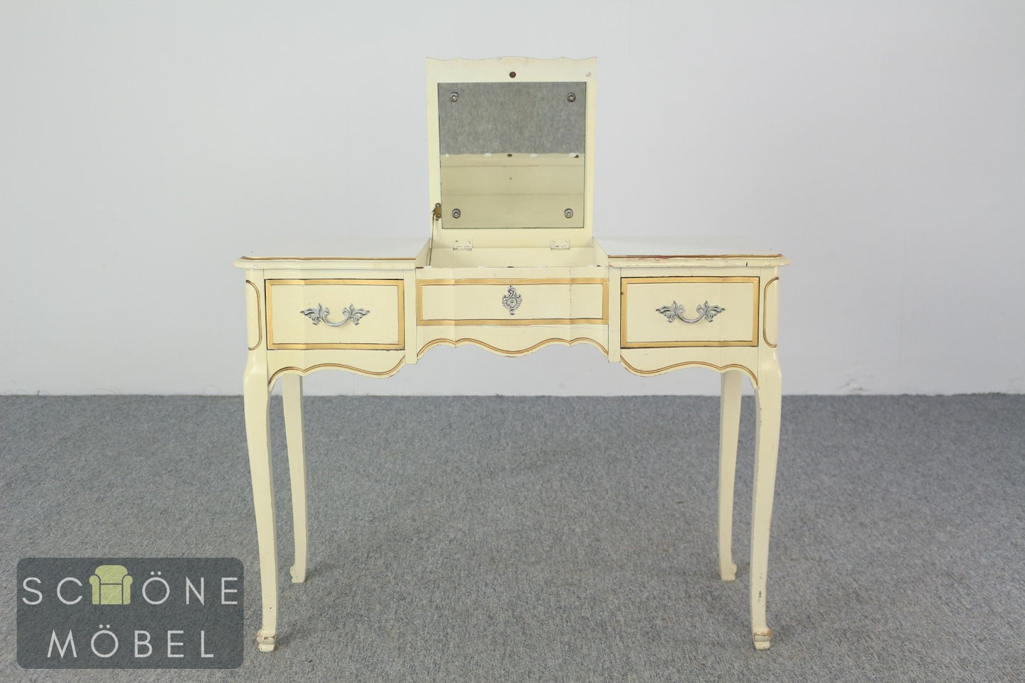 Eleganter Schminktisch / Schreibtisch im französischen Landhausstil mit Spiegel