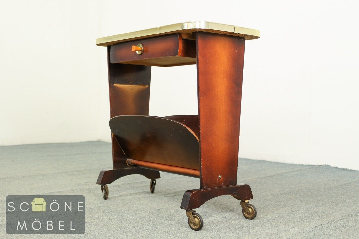 Vintage Beistelltisch Retro Mid Century Telefontisch Nachttisch Magazinhalter