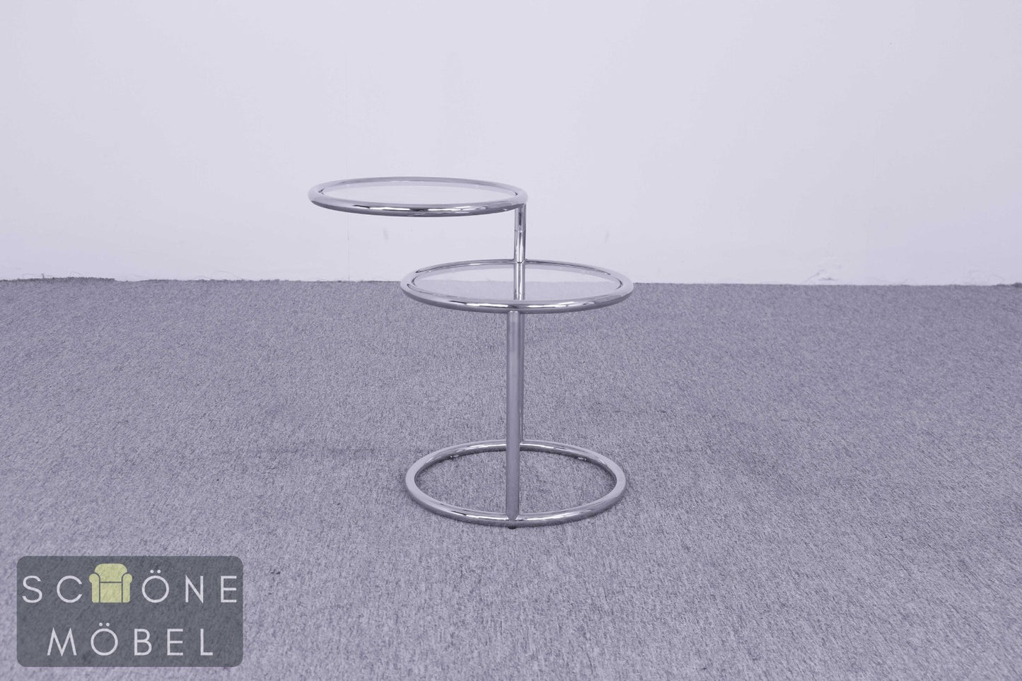 Design Beistelltisch Glas Metall Tisch modern minimalist Table Chrom  Bauhaus