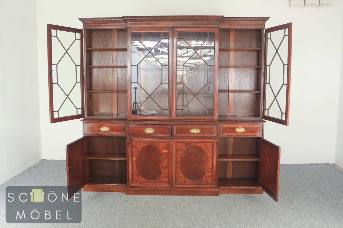 Edles Mahagoni Buffet im klassischen Design Vitrine Stauraum hochwertige Schrank