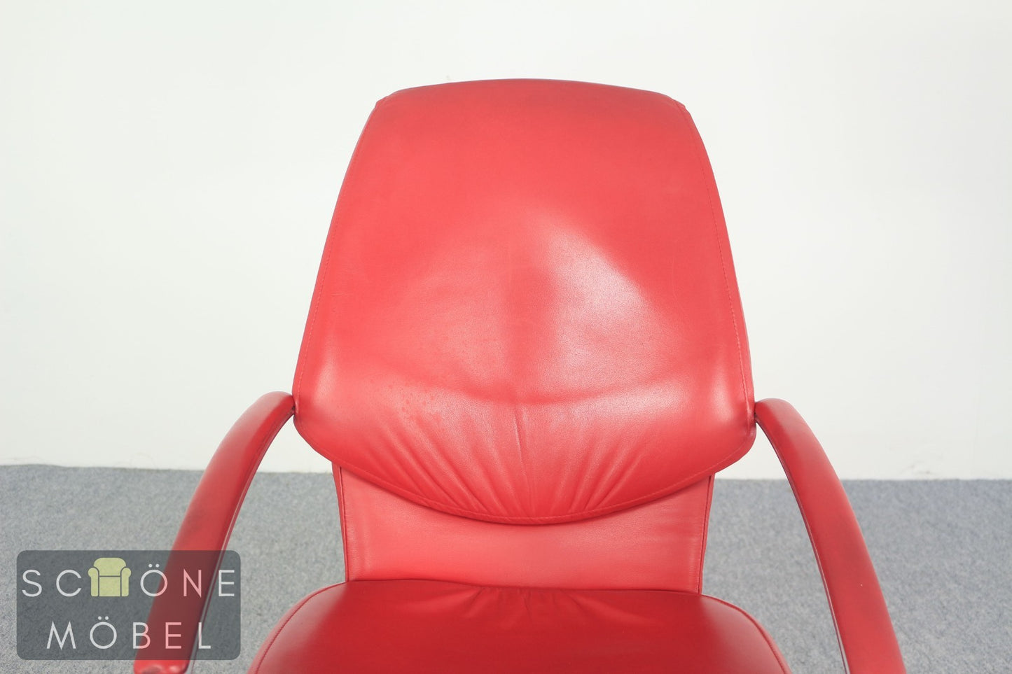 Original Designklassiker 2er Set KOINOR Design Freischwinger Stühle rot – Leder