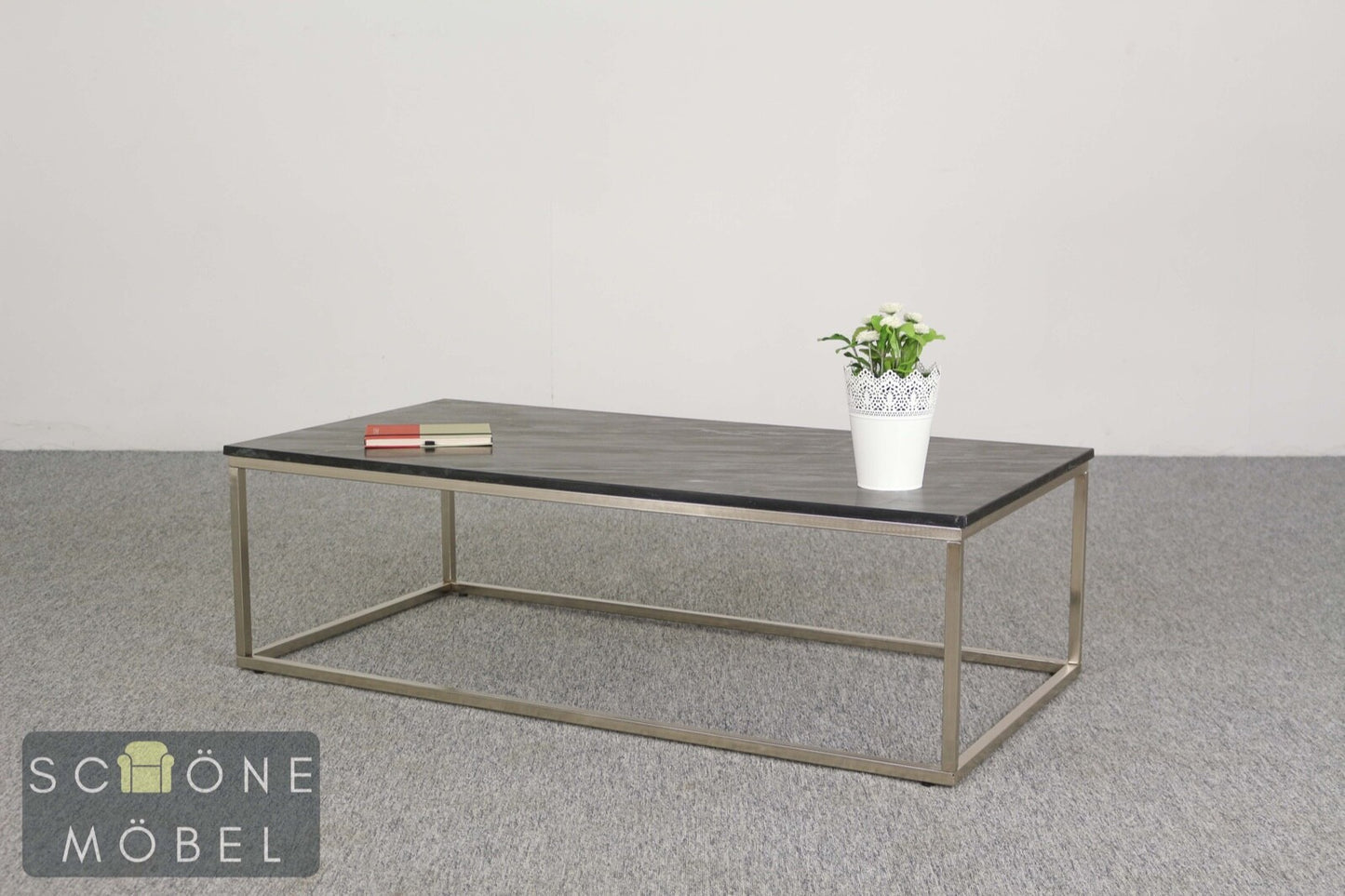 Couchtisch Marmorplatt schlichtes Design Sofa Tisch Industrial Table Metallbeine