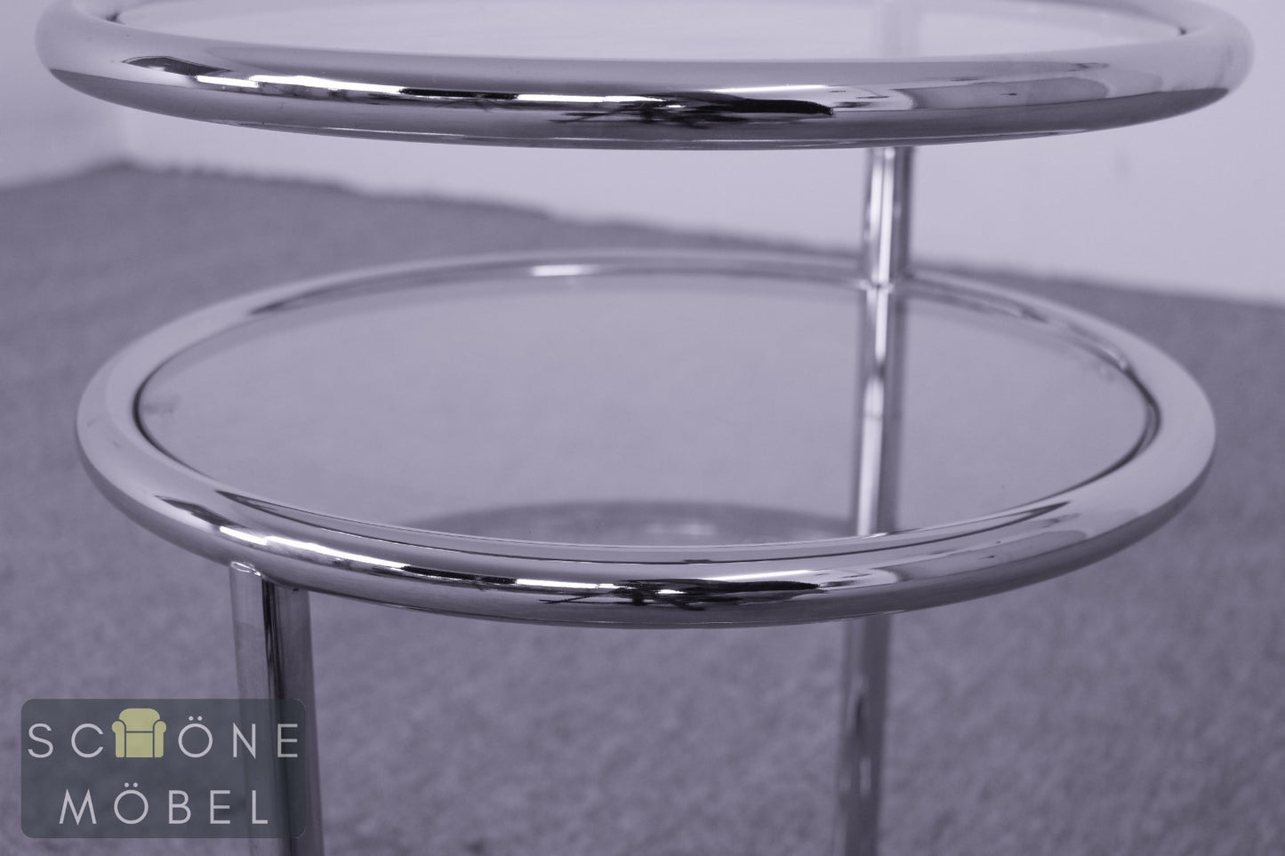 Design Beistelltisch Glas Metall Tisch modern minimalist Table Chrom  Bauhaus