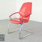 Original Designklassiker 2er Set KOINOR Design Freischwinger Stühle rot – Leder