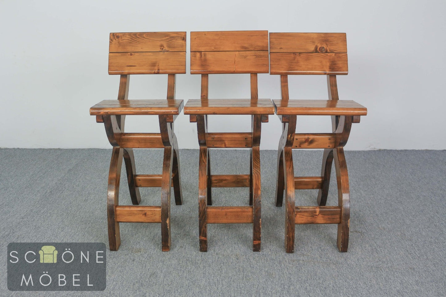 3x Barhocker Garten Stuhl Terrassen Möbel Tavernen Holzstuhl Landhausstil