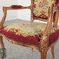 Gobelinsessel Armlehnstuhl Holzrahmen floral Rot – Vintage Lounge Sessel