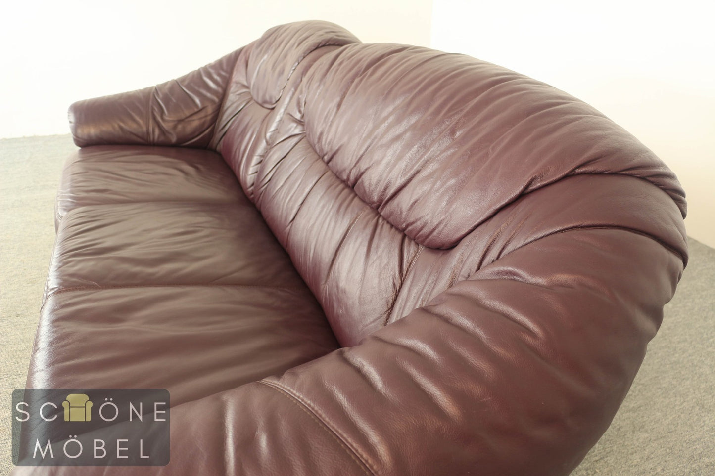 Klassisches Sofa 3 Sitzer 3er Büro Couch Leder Echtleder Braun