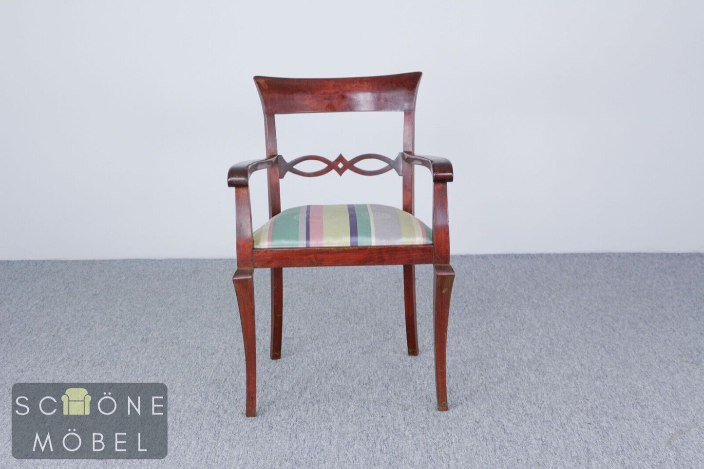 2x Biedermeier Esszimmerstühle Armlehnen Stühle Antik Stil Stuhl Essstuhl Chair