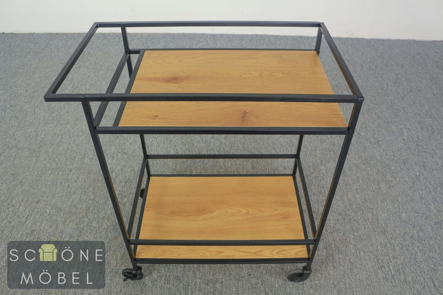 Moderner Servierwagen Metall & Holz – rollbar, Industrial Design, Beistellwagen