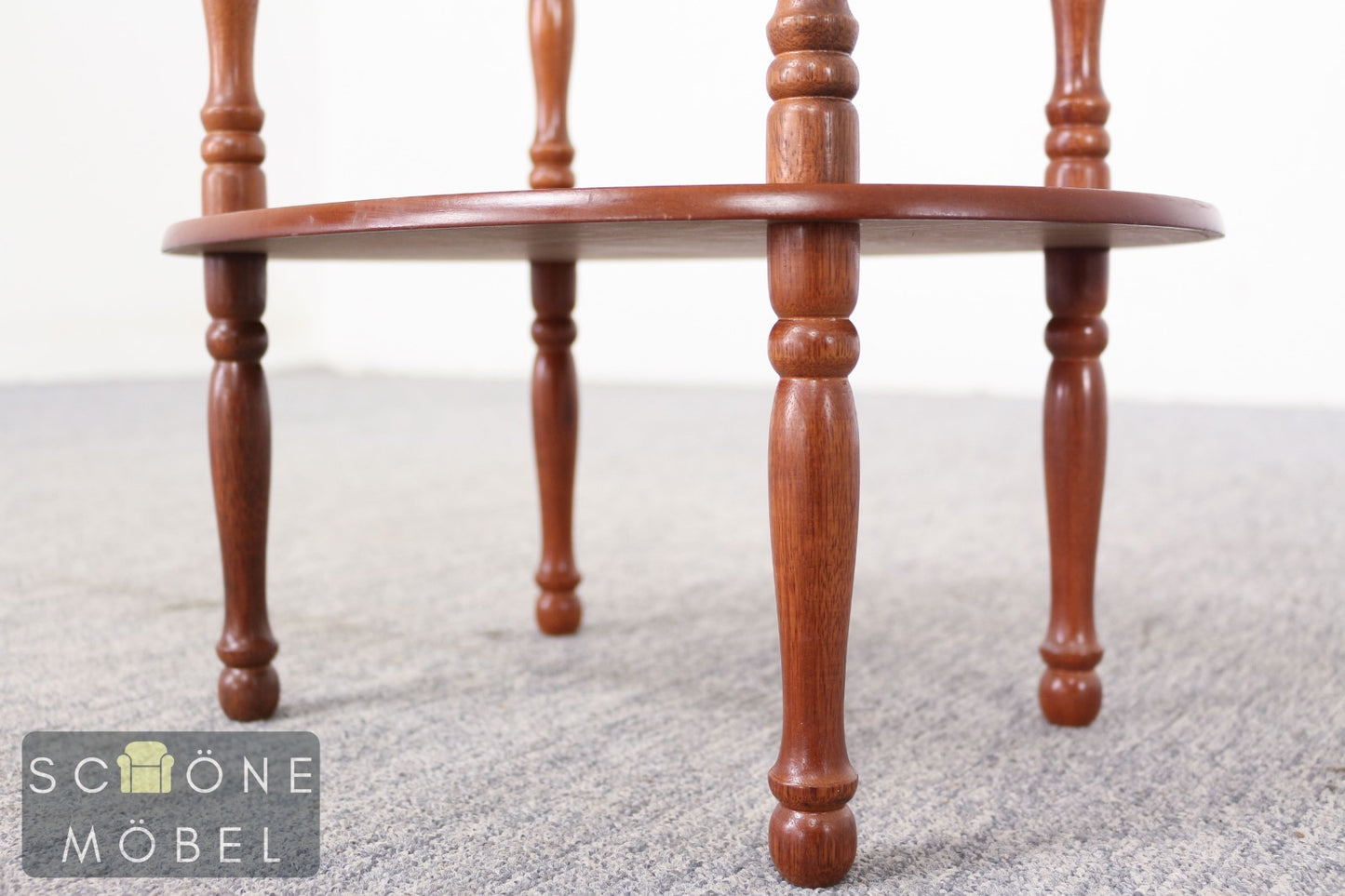 Vintage Beistelltisch rund mit Schublade Etagere Blumenständer Holz