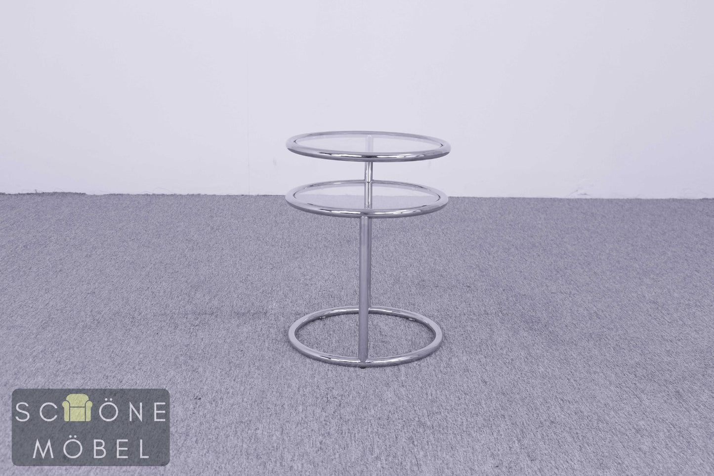 Design Beistelltisch Glas Metall Tisch modern minimalist Table Chrom  Bauhaus