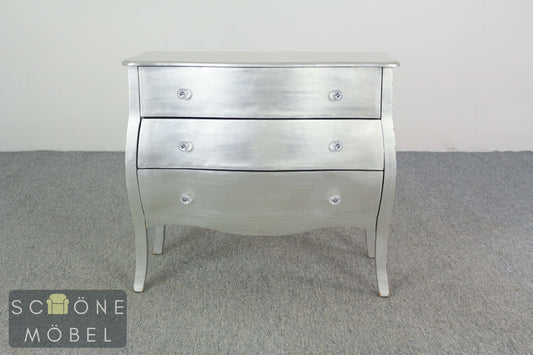 Elegante Silber Barock Kommode Hollywood Regency Vintage Beistellmöbel