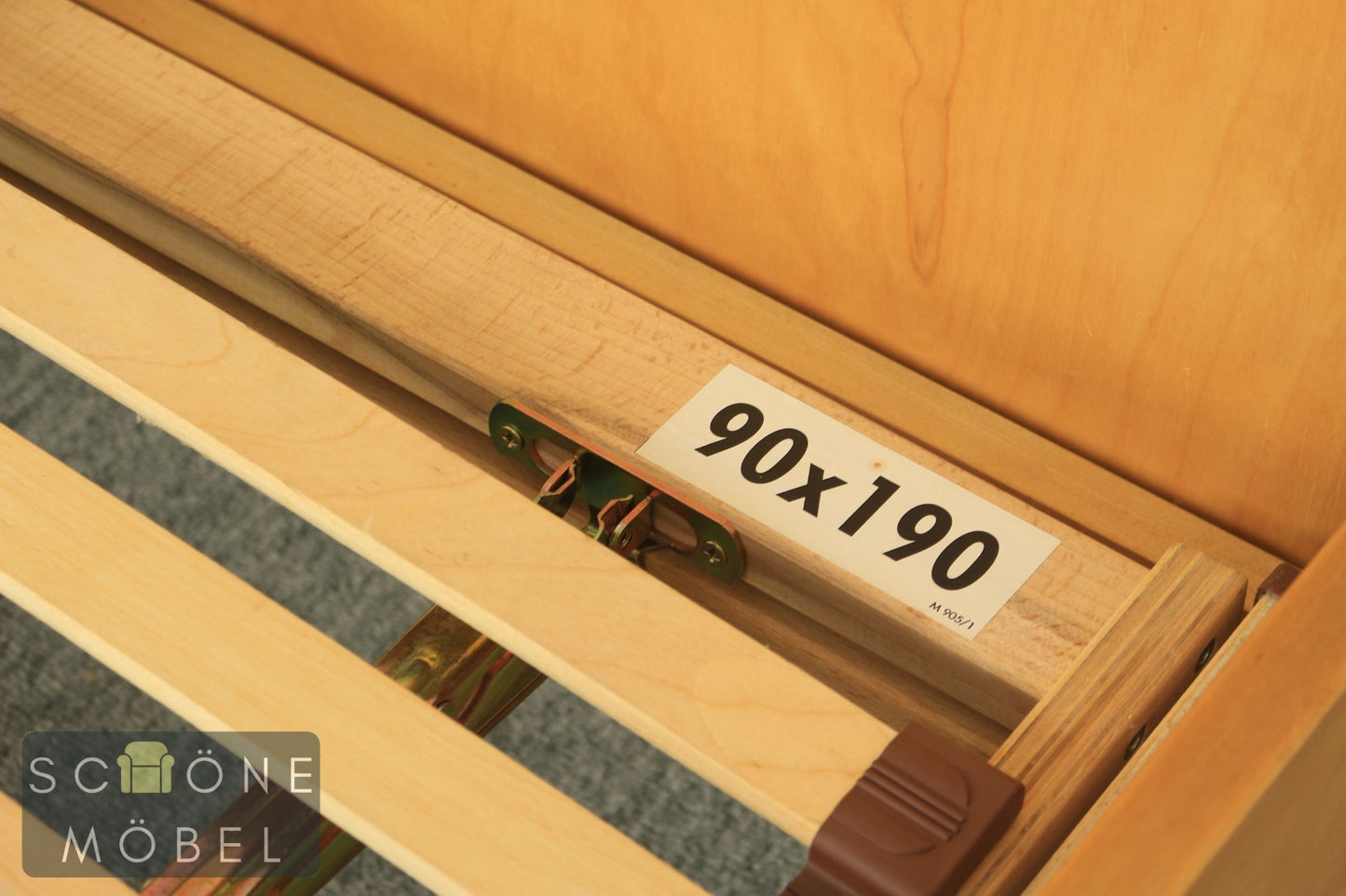 Hellerau Vintage Holz Bett Mid Century Doppelbett mit Lattenrost Vintage 190x190