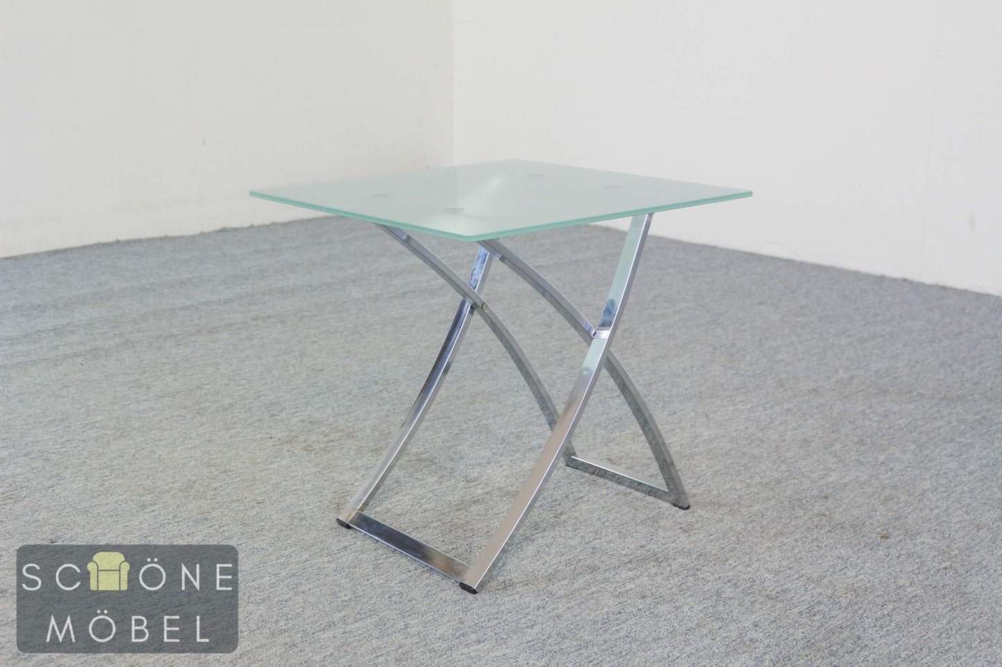 Design Beistelltisch Glas Metall Tisch modern minimalist Table Chrom  Glas
