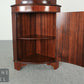 Biedermeier Stil Vitrinen Schrank / Eckschrank Mahagoni Glasvitrine Intarsie