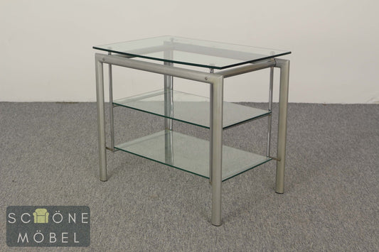 Industrial Style Beistelltisch Modern  Glas Tisch Hifi Table Chrom / Glas