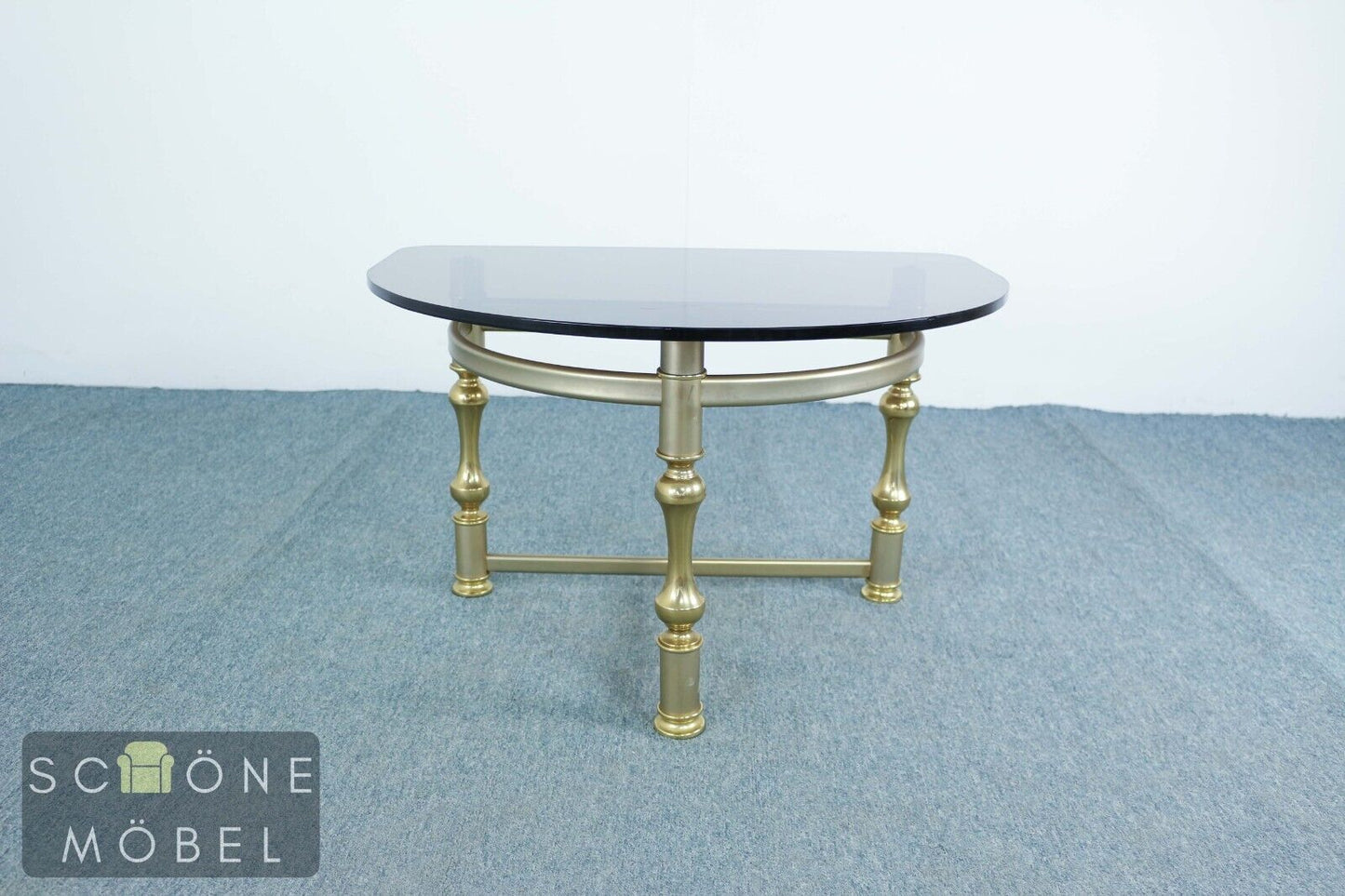 Beistelltisch mit Glastisch halbrunder Tisch Antik Stil Sofatisch Coffe Table