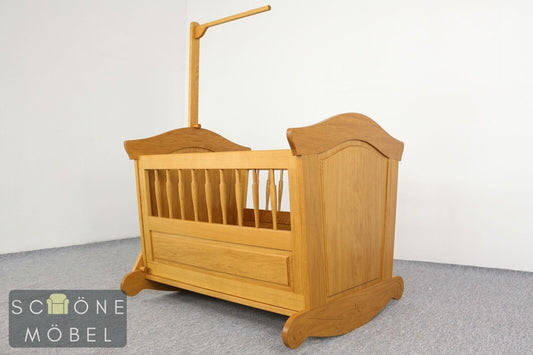 Schönes Babybett Babywiege Schaukelbett Eiche Bett Kinderbett Stange für Mobile