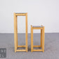 2er Set Blumensäule Rattan Blumenständer Beistelltisch Podest Bambus Vintage